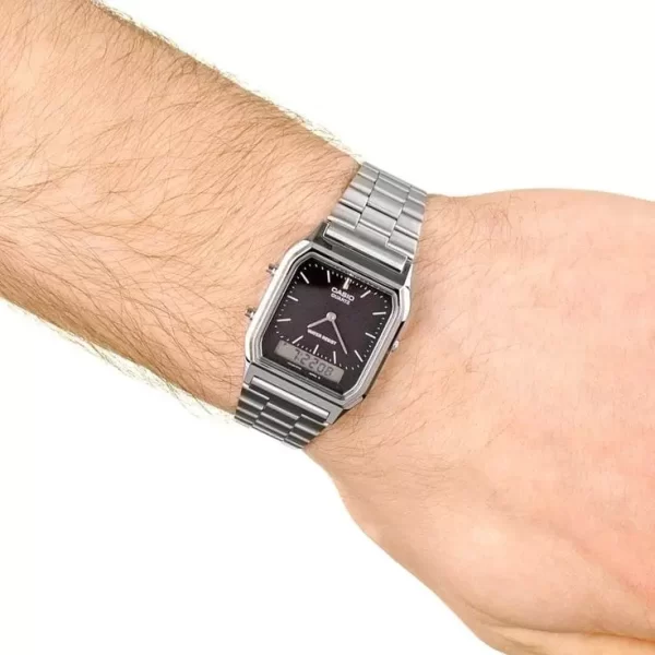 Relógio Casio Vintage Prata AQ-231 a prova d água digital ponteiro - Imagem 4