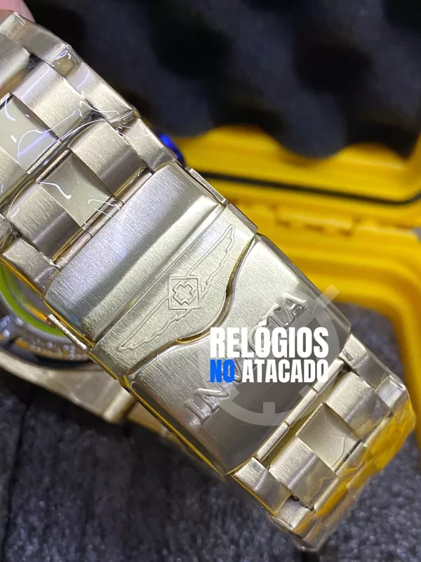 Relógio Masculino Invicta Zeus X Dourado Branco pulseira de aço - Imagem 2